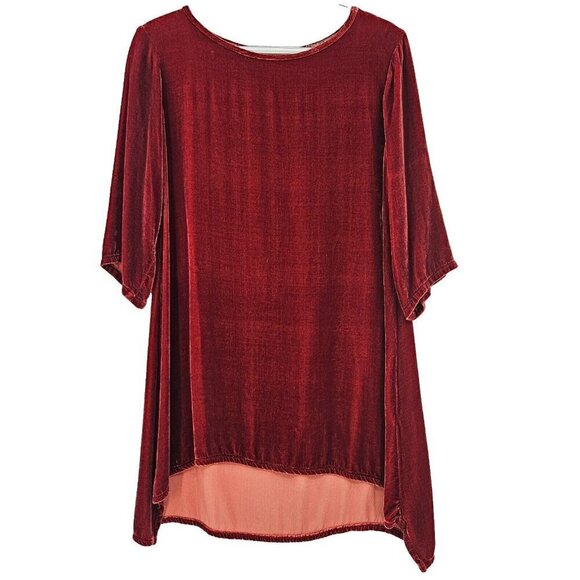 Cut Loose Velvet Tunic Top Red Women’s Size XS Artsy Lagenlook Relaxed Fit - Picture 1 of 13